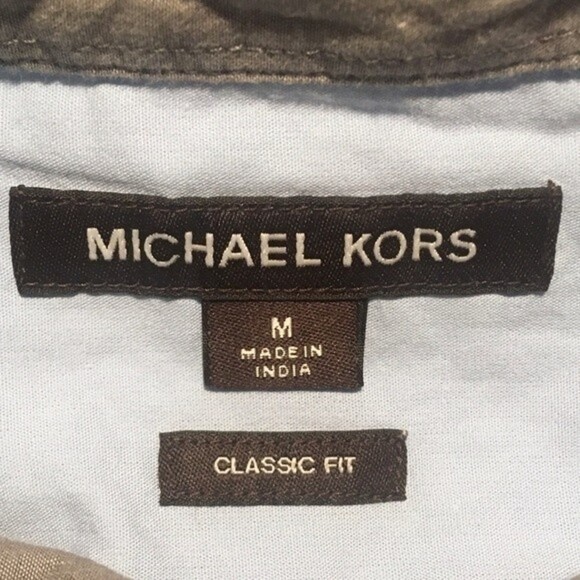 Michael Kors Men’s Classic Fit Short Sleeve Button Up Shirt Blue Size Medium - Picture 6 of 7